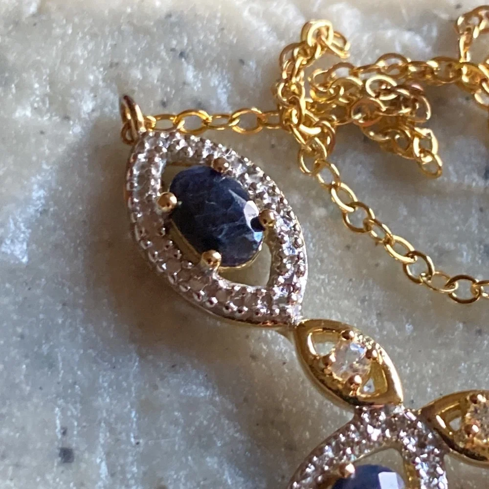 🆕18K Gold Over Sterling Silver 2.17ct Multi-Gem /Diamond Accent Necklace - Picture 7 of 12
